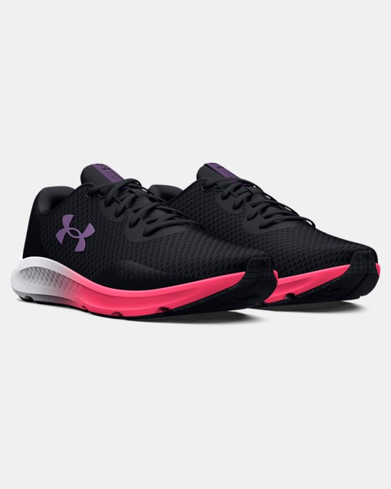 Women's UA Charged Pursuit 3 Running Shoes, Black, pdpMainDesktop image number 3